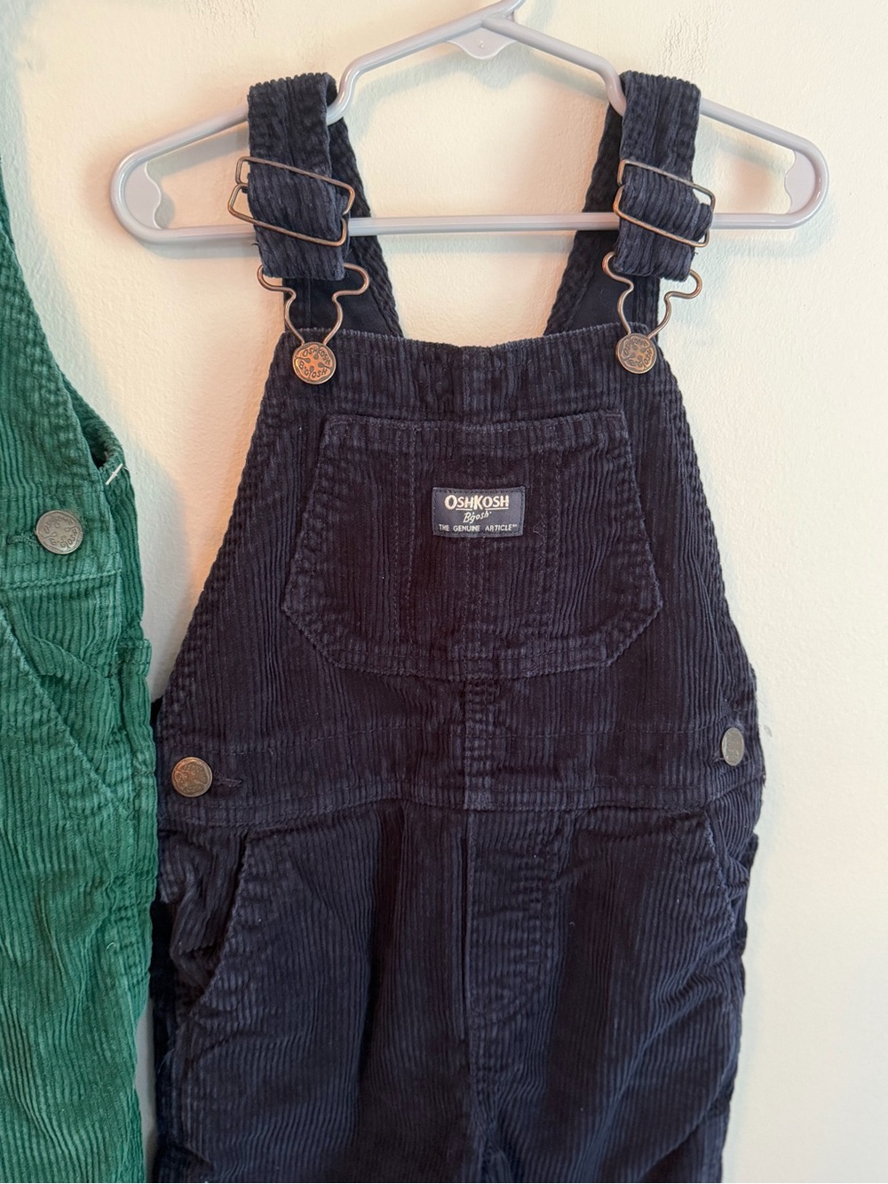 OshKosh B'gosh Kids Corduroy Overalls - Green and Navy - Picture 3 of 4